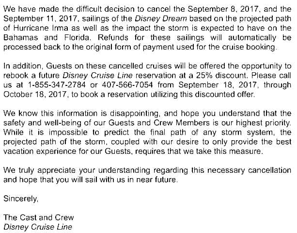 DCL Cancellation Irma