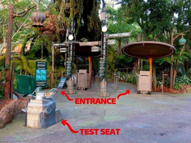 Flight of Passage test seat out front of the attraction